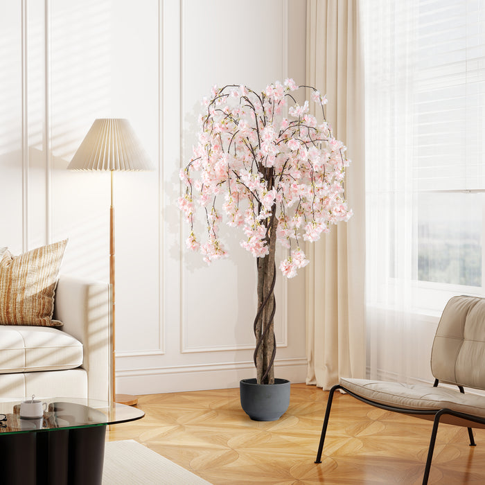163CM Tall Artificial Cherry Blossom Tree with Flowers Set of 2-