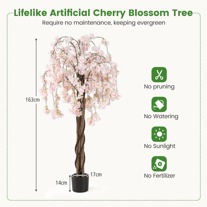 163CM Tall Artificial Cherry Blossom Tree with Flowers Set of 2-