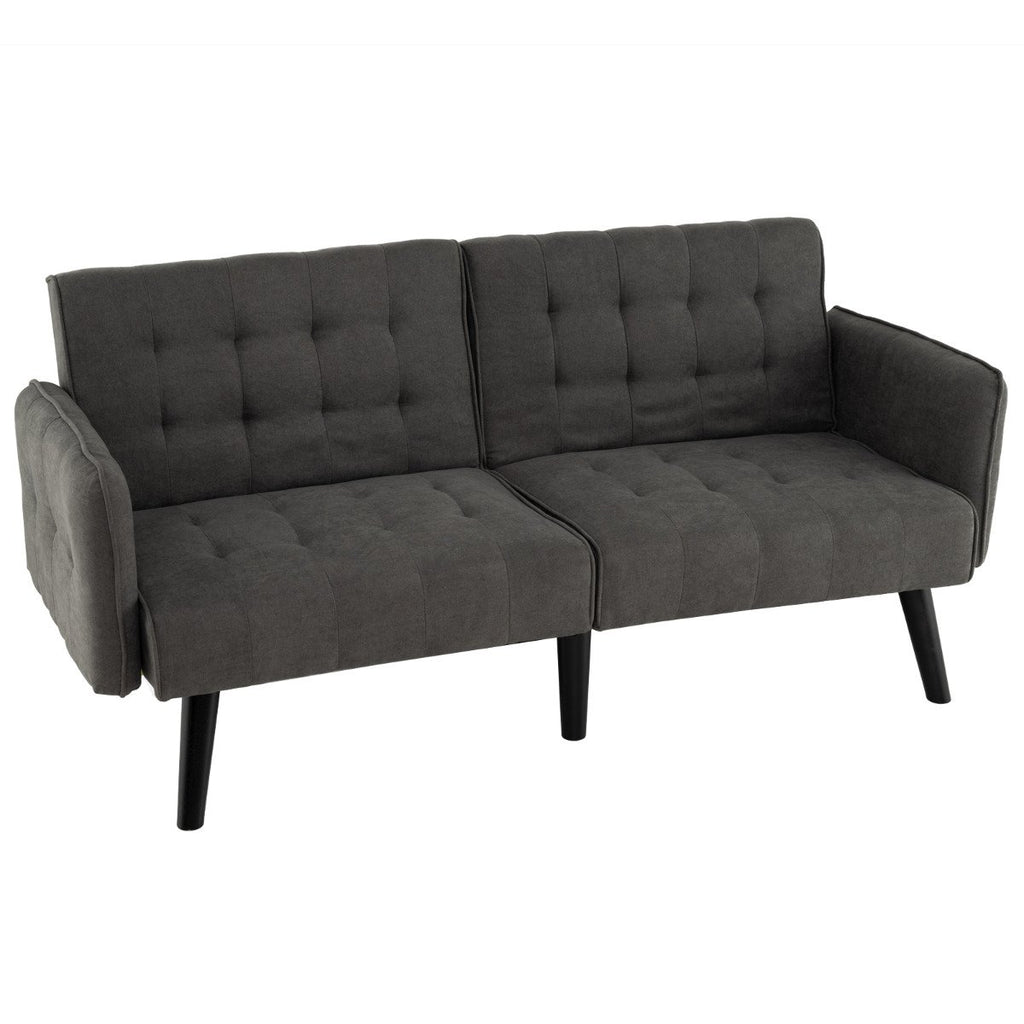 164 CM Convertible Futon Sofa Bed with 3-Position Adjustable Backrests-Grey