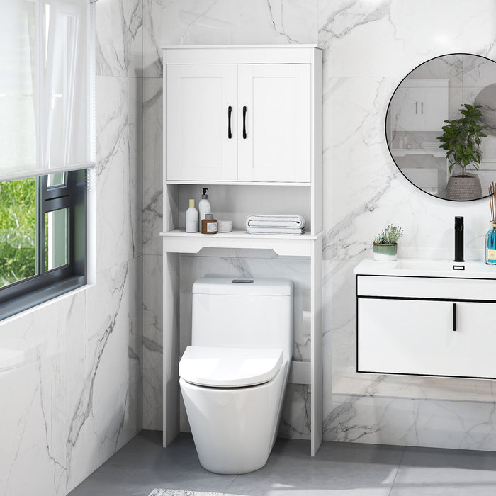 168 CM Over The Toilet Storage Cabinet with 2 Doors and Adjustable Shelf-Rustic Brown