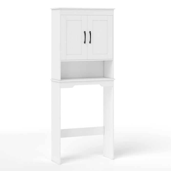 168 CM Over The Toilet Storage Cabinet with 2 Doors and Adjustable Shelf-Rustic Brown
