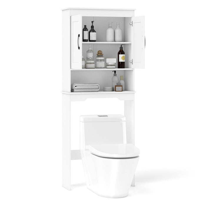 168 CM Over The Toilet Storage Cabinet with 2 Doors and Adjustable Shelf-Rustic Brown