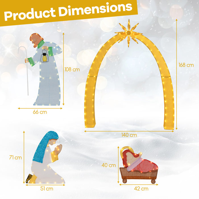 168 CM Christmas Nativity Scene with 194 LED Warm White Lights