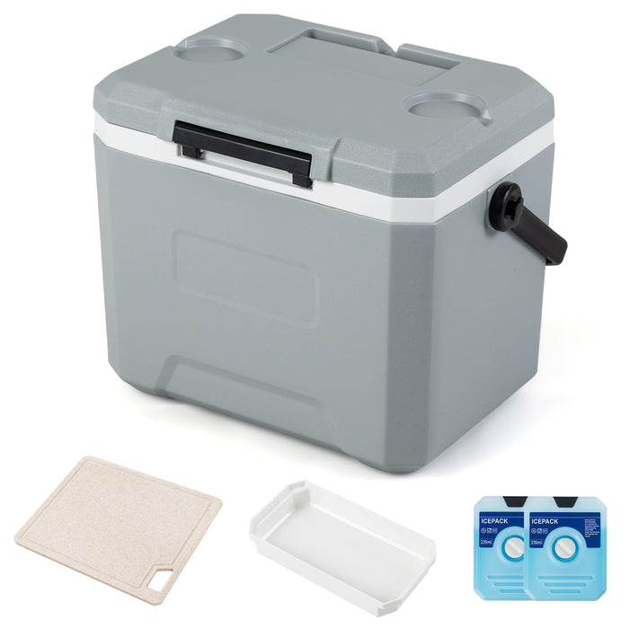 16L Portable Cooler with Phone & Bottle Holders and Divider for Camping Fishing-