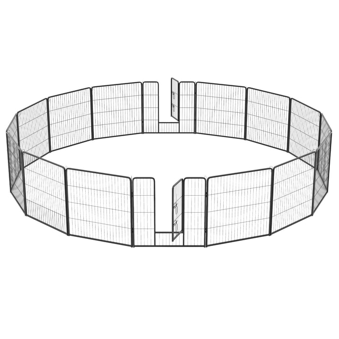 16 Panel 80cm Height Pen Fence with Lock and Large Door-