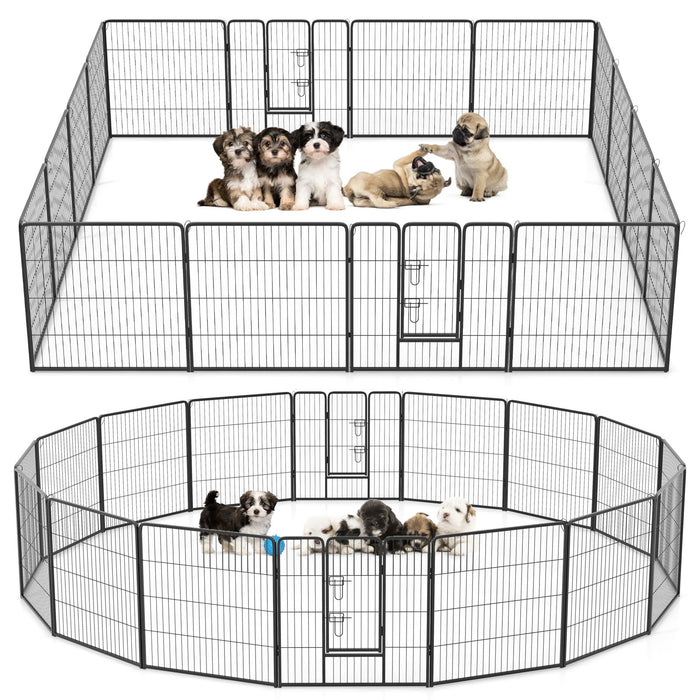 16 Panel 80cm Height Pen Fence with Lock and Large Door-