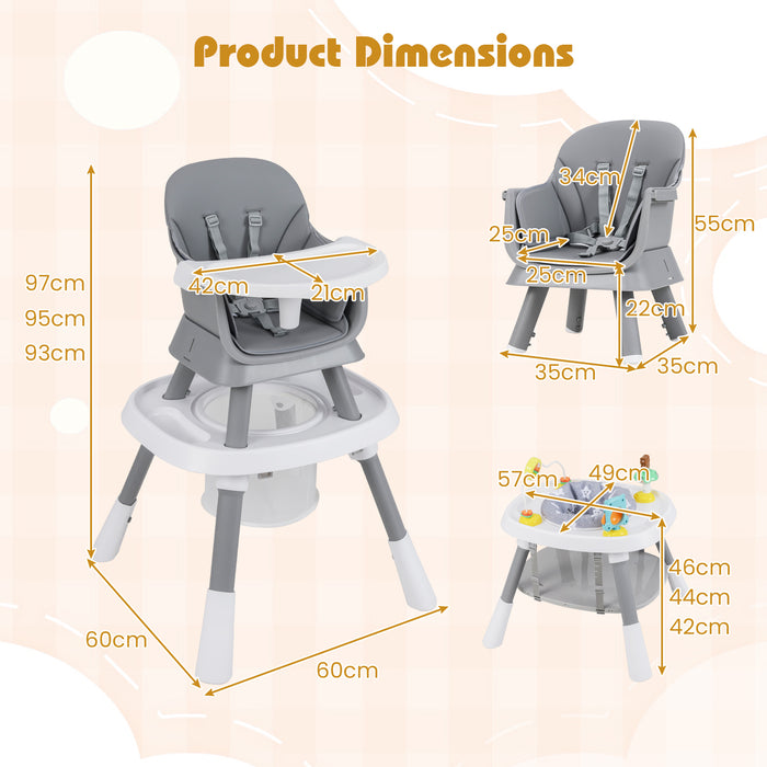 16-in-1 Convertible Baby High Chair with Removable Tray and 5-Point Harness-