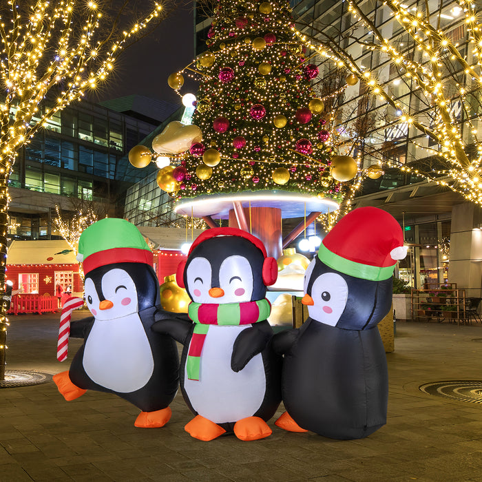 170 cm LED Lighted Xmas Inflatable Penguin Family Hand in Hand