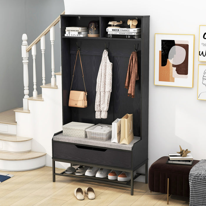 4-in-1 Coat Rack - Stylish Seating with Storage Compartments - Ideal for Organized Entryways
