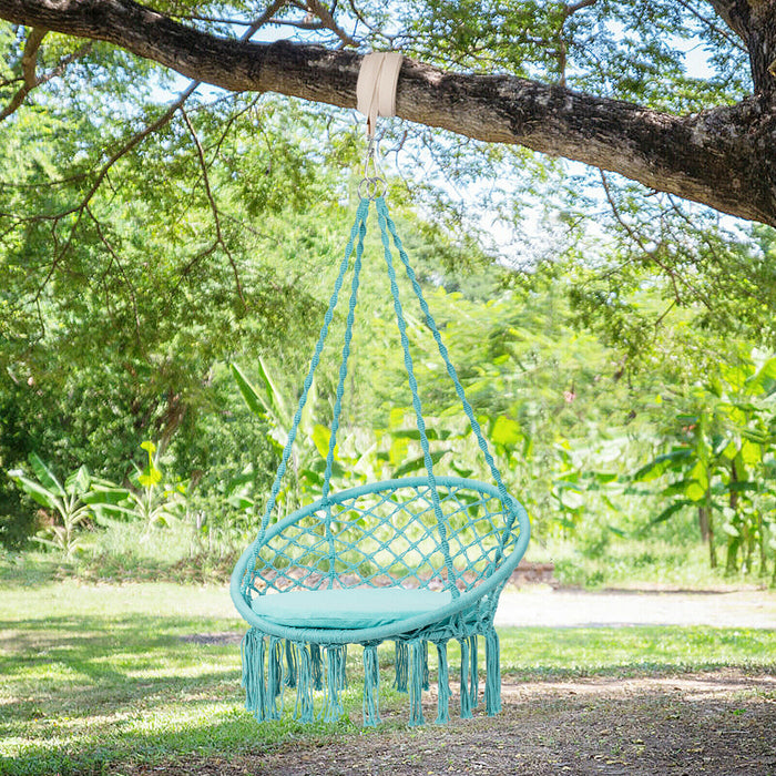 Macrame Hammock Swing Seat with Cushion (frame not included)-