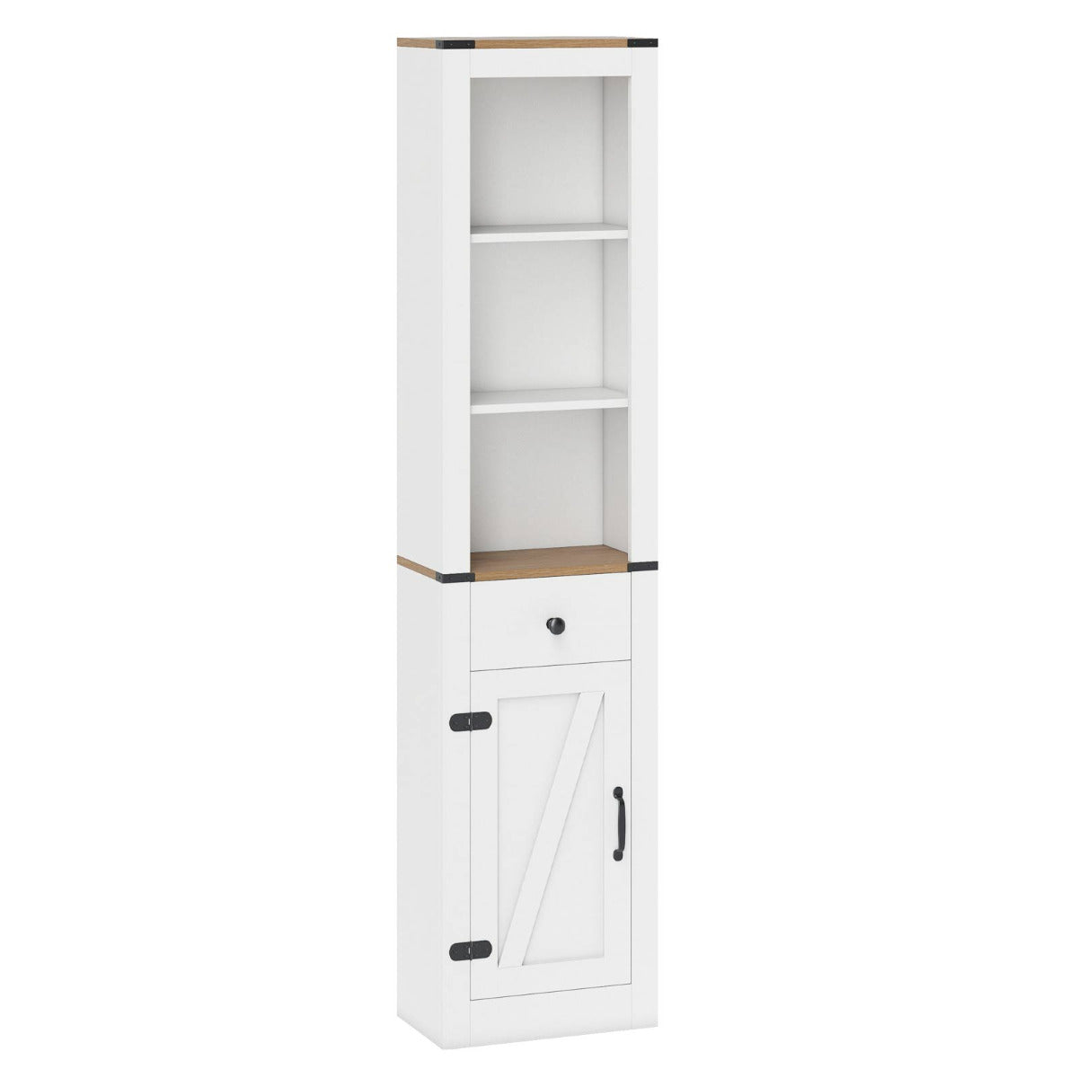 173cm Tall Bathroom Cabinet with Drawer and Adjustable Shelf-