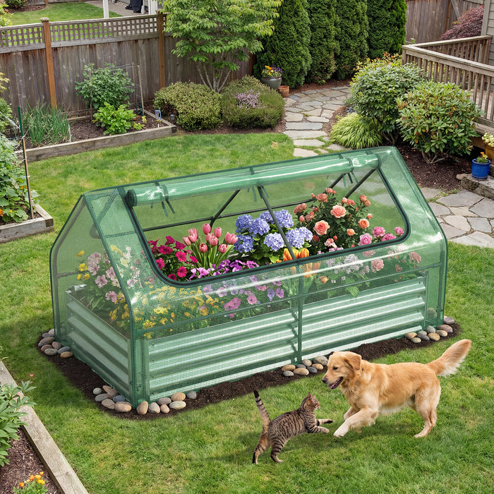 174 x 84 x 30 cm Raised Garden Bed with Cover-