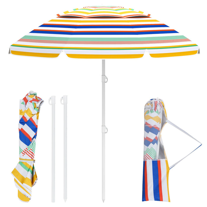 178 cm Beach Umbrella Sun Protection Portable Outdoor Sunshade Parasol for Sand-