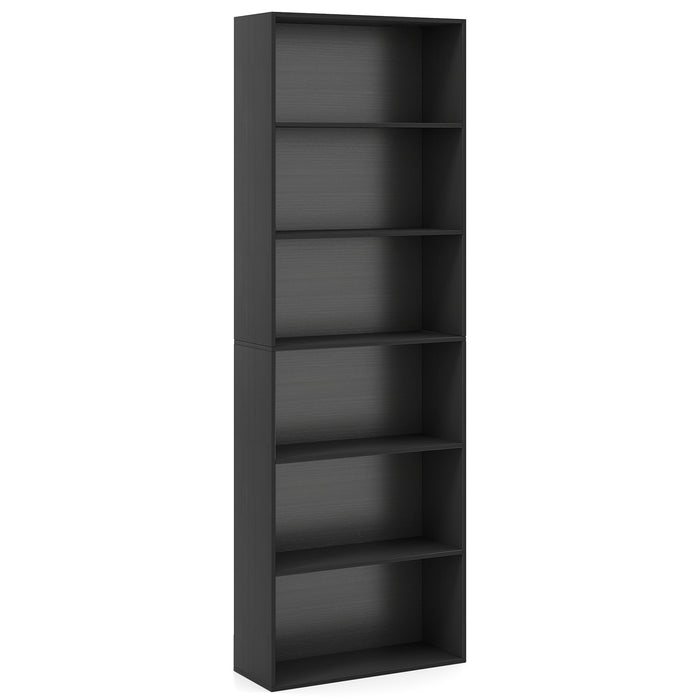 178cm 6-Tier Bookcase Display Rack with Foot Pads-Black