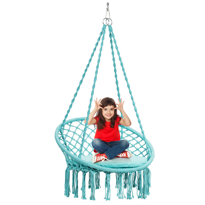 Macrame Hammock Swing Seat with Cushion (frame not included)-
