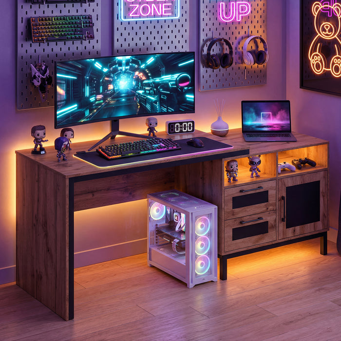 180 cm Wooden Executive Desk with Open Compartments-