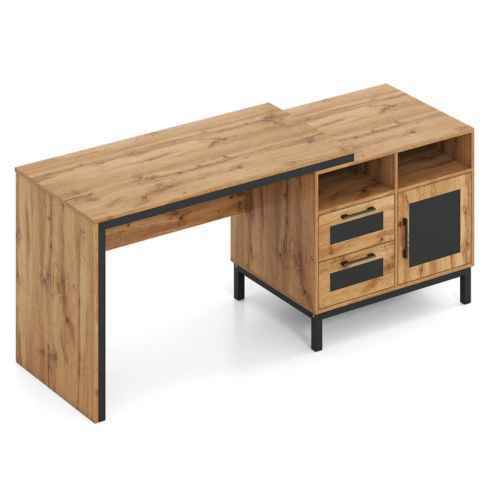 180 cm Wooden Executive Desk with Open Compartments-