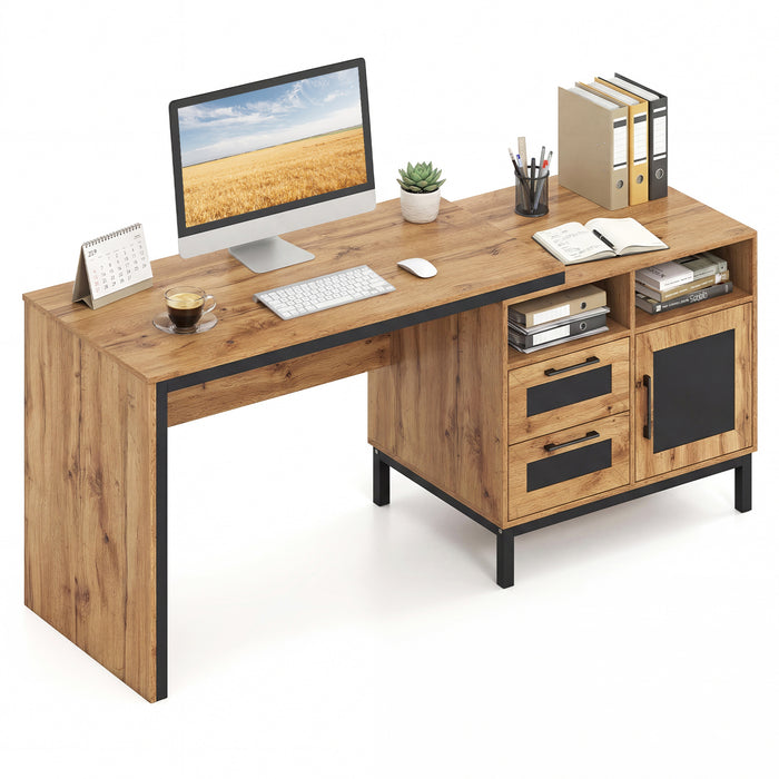 180 cm Wooden Executive Desk with Open Compartments-