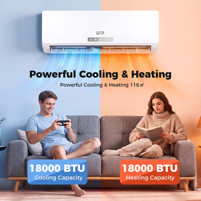 18000 BTU Mini Split Air Conditioner & Heater A++ Energy Efficient Inverter Split AC