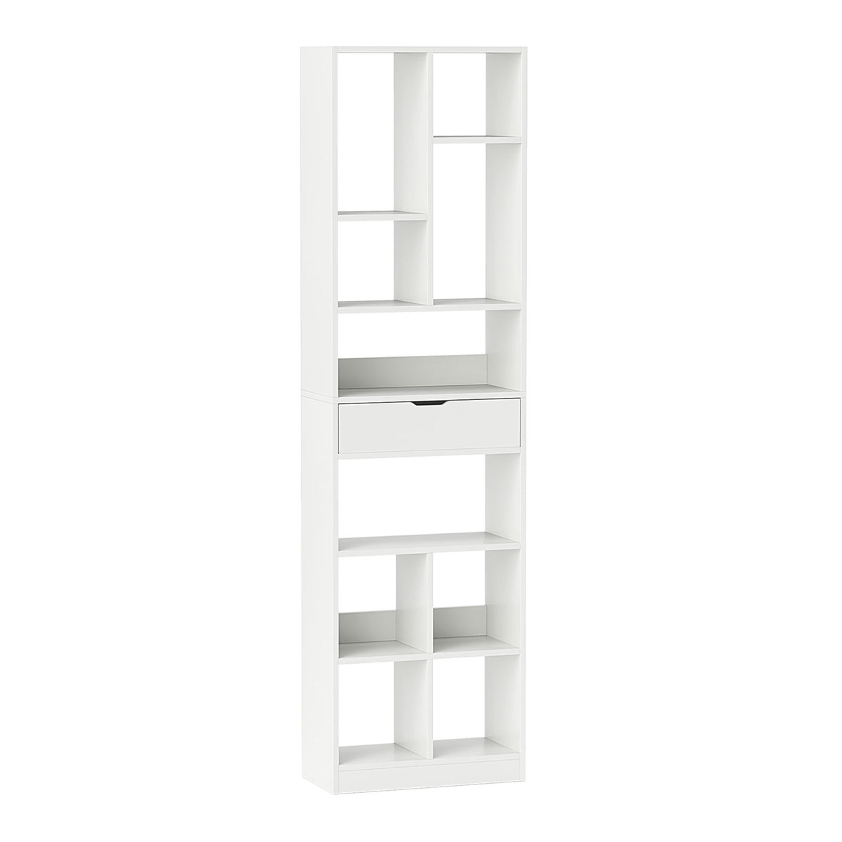 180cm Tall Bookcase with Drawer and 10 Open Cubes-