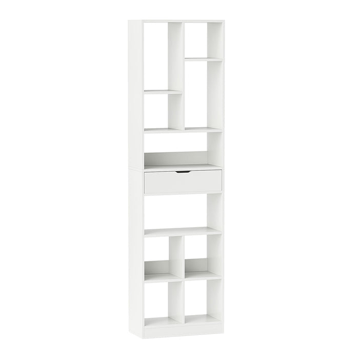 180cm Tall Bookcase with Drawer and 10 Open Cubes-