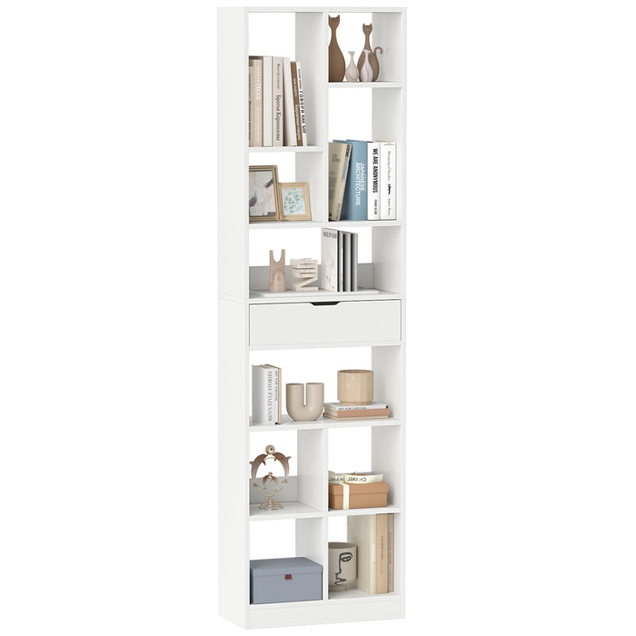 180cm Tall Bookcase with Drawer and 10 Open Cubes-