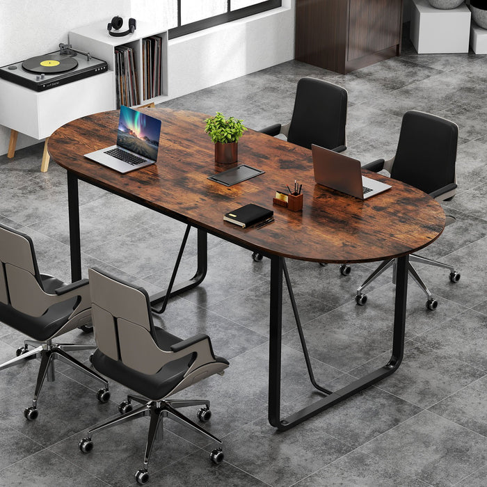 180 CM Executive Table Oval Home Office Table with Cable Management Hole-