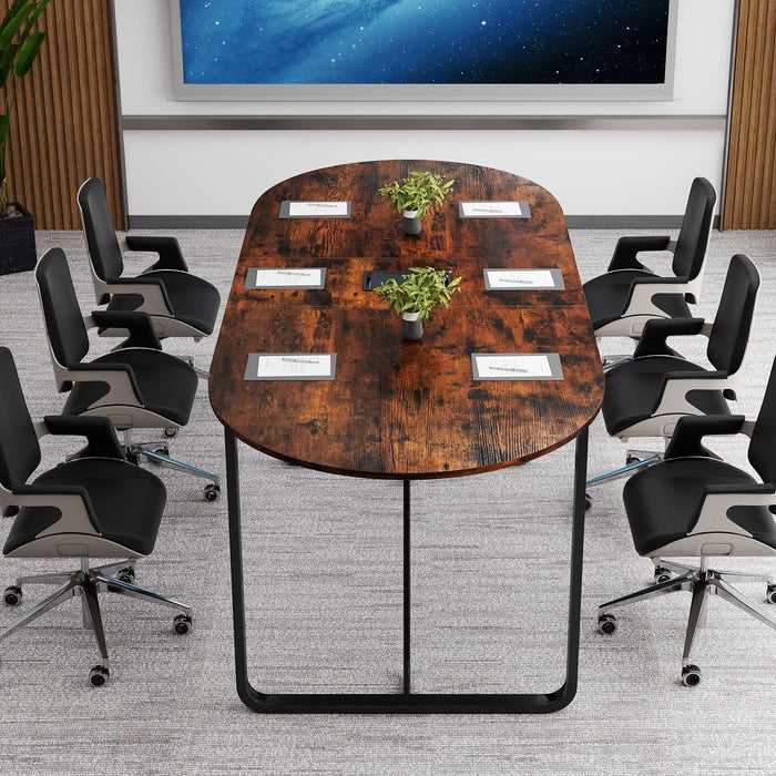180 CM Executive Table Oval Home Office Table with Cable Management Hole-