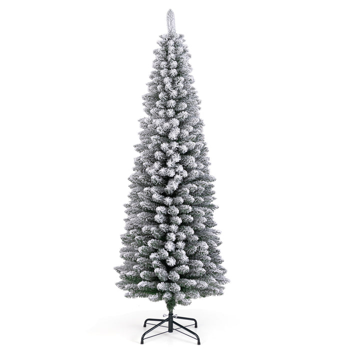120/150/180 CM Snow Flocked Artificial Christmas Tree with 240/328/460 Branch Tips-