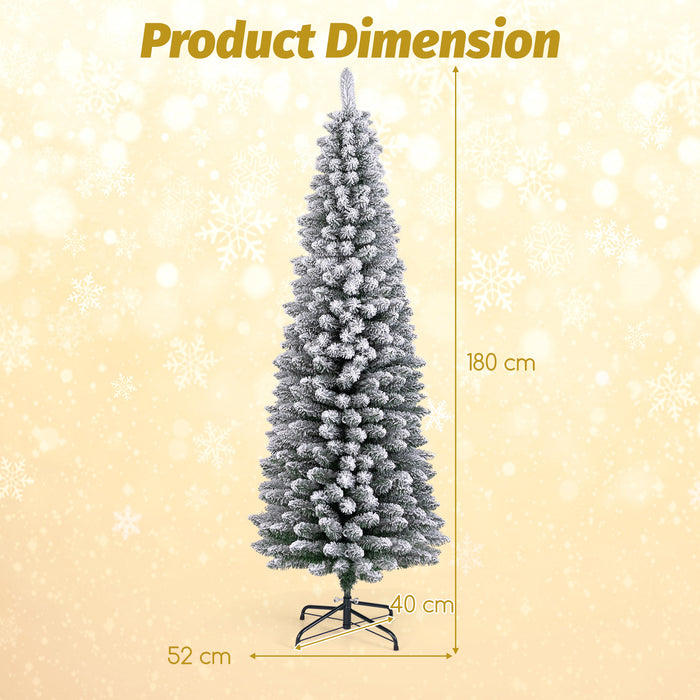 120/150/180 CM Snow Flocked Artificial Christmas Tree with 240/328/460 Branch Tips-