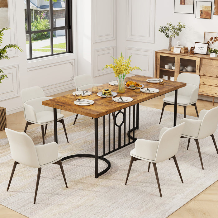 180 cm Large Dining Table for 6-8 People with Wooden Tabletop-