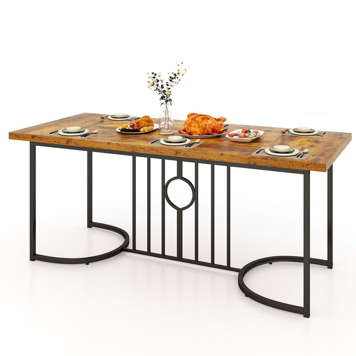 180 cm Large Dining Table for 6-8 People with Wooden Tabletop-
