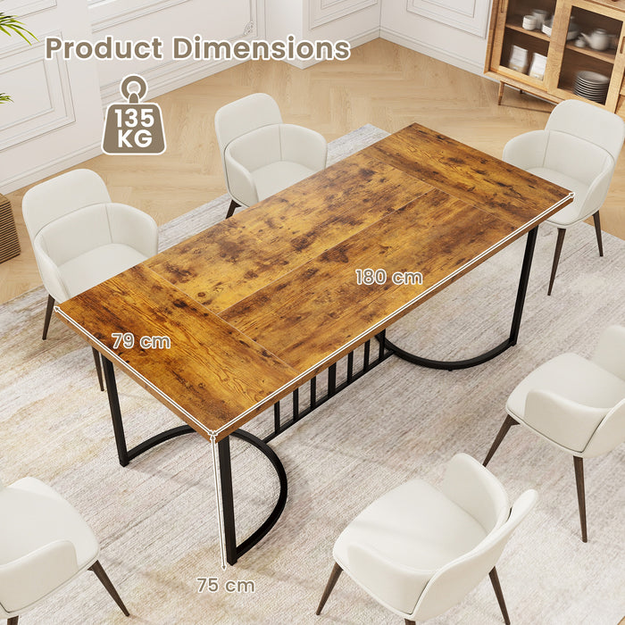 180 cm Large Dining Table for 6-8 People with Wooden Tabletop-