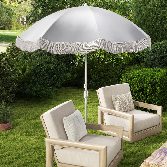 180 cm Outdoor Fringe Patio Umbrella with Carrying Bag-