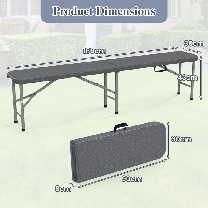 180cm Plastic Folding Bench with 300 kg Capacity and Handle Lock-