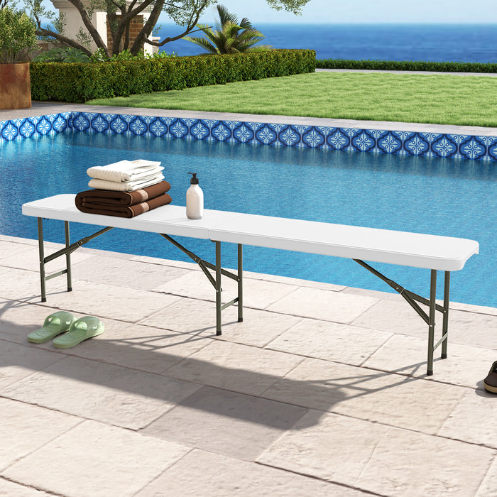 180 cm Plastic Folding Bench with Handle and Lock for Outdoor-