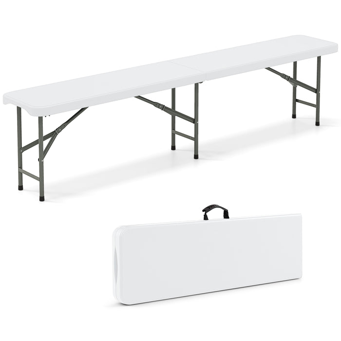 180 cm Plastic Folding Bench with Handle and Lock for Outdoor-