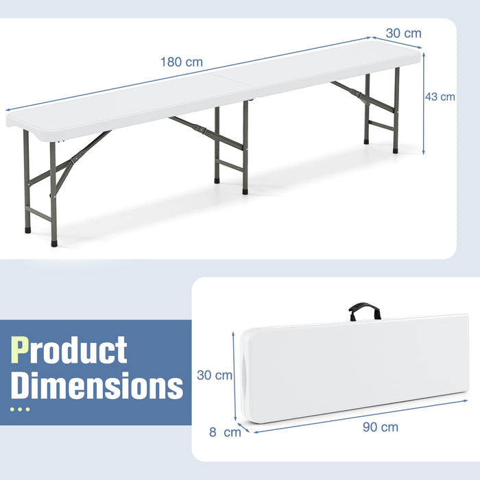180 cm Plastic Folding Bench with Handle and Lock for Outdoor-