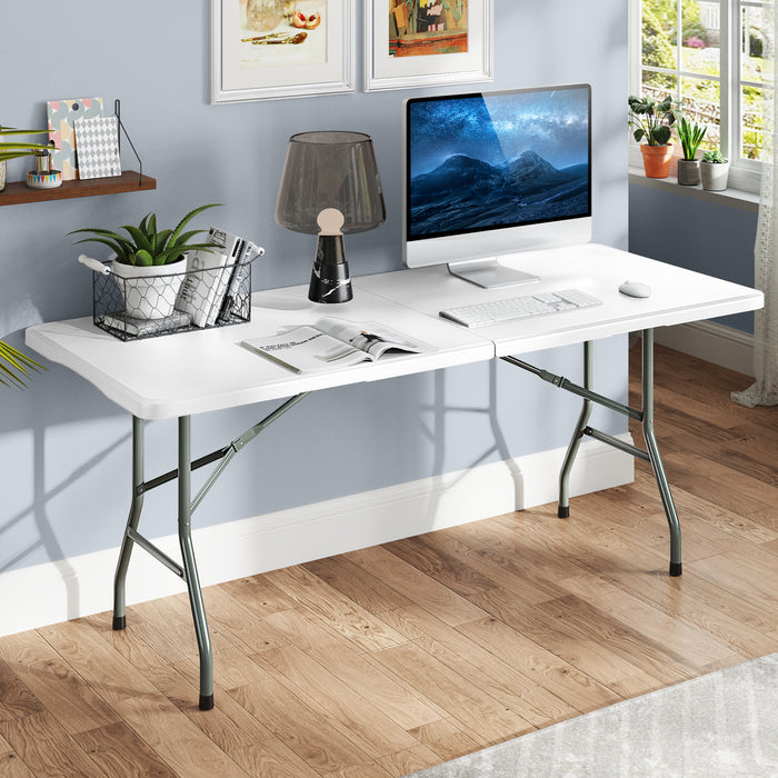 180 cm Portable Folding Dining Table with HDPE Tabletop and Safe Lock Mechanism-