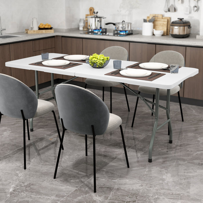 180 cm Portable Folding Dining Table with HDPE Tabletop and Safe Lock Mechanism-