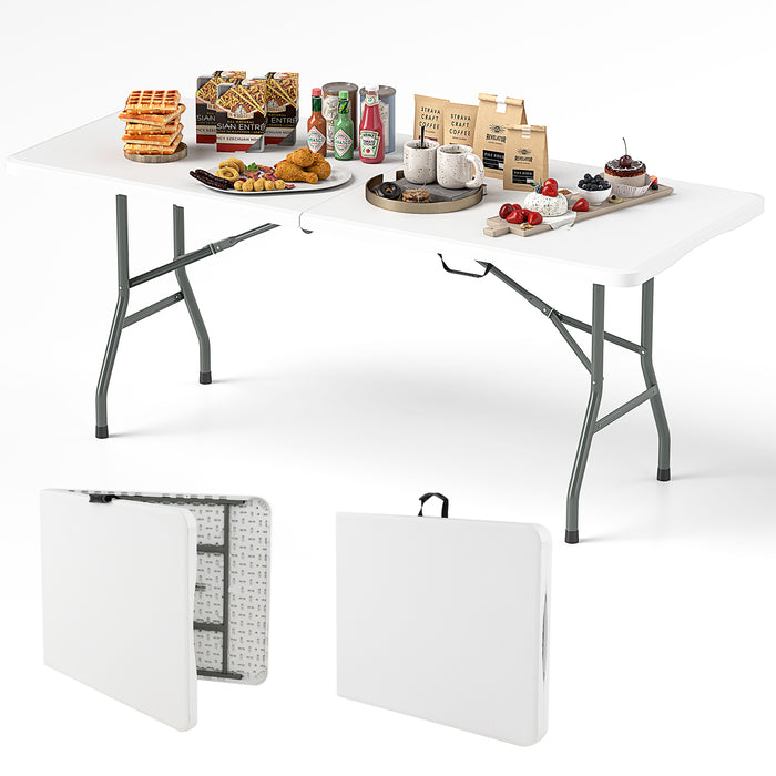 180 cm Portable Folding Dining Table with HDPE Tabletop and Safe Lock Mechanism-