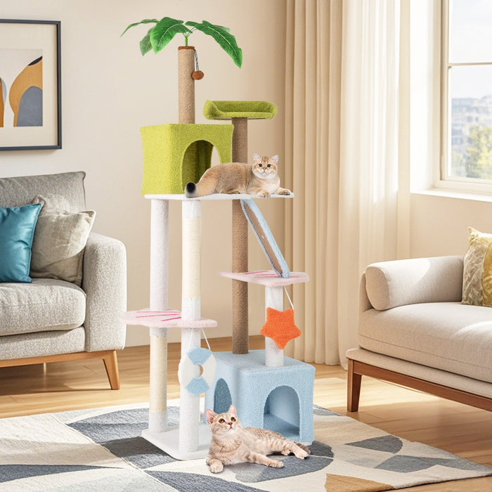 180 cm Tall Cat Tree Multi-Level Aesthetic Beach-Themed Cat Tower-