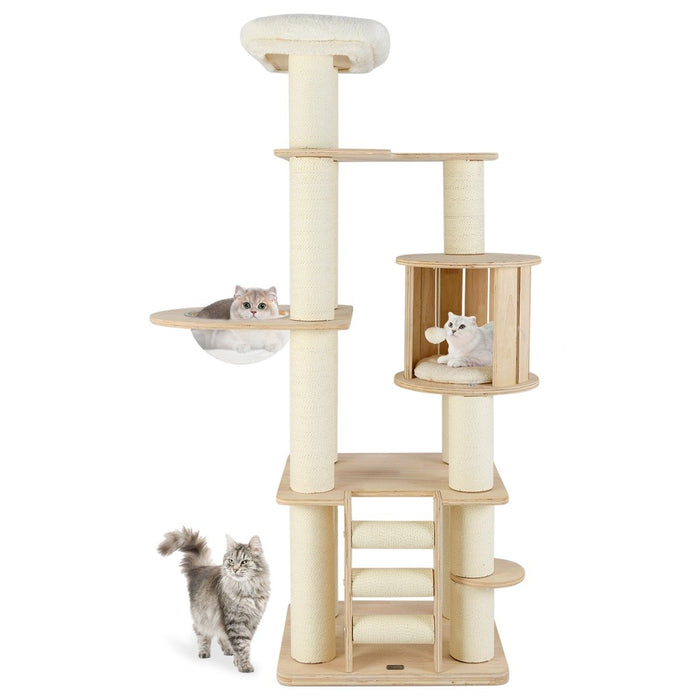 180 cm Tall Cat Tree with Cozy Perch Condo Space Capsule 12 cm Scratching Posts-