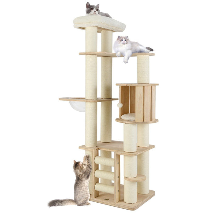 180 cm Tall Cat Tree with Cozy Perch Condo Space Capsule 12 cm Scratching Posts-