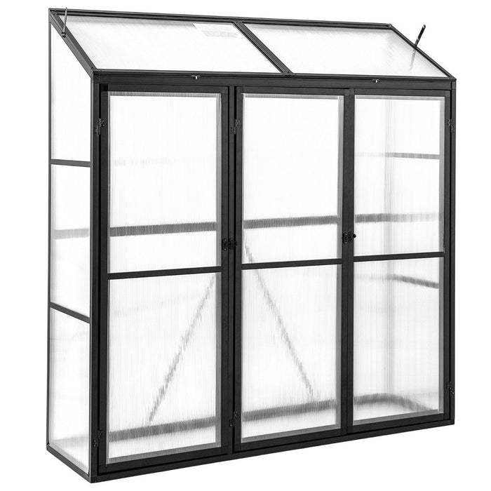 180 CM x 52 CM Greenhouse Walk-in Greenhouse with Lockable Doors-Black
