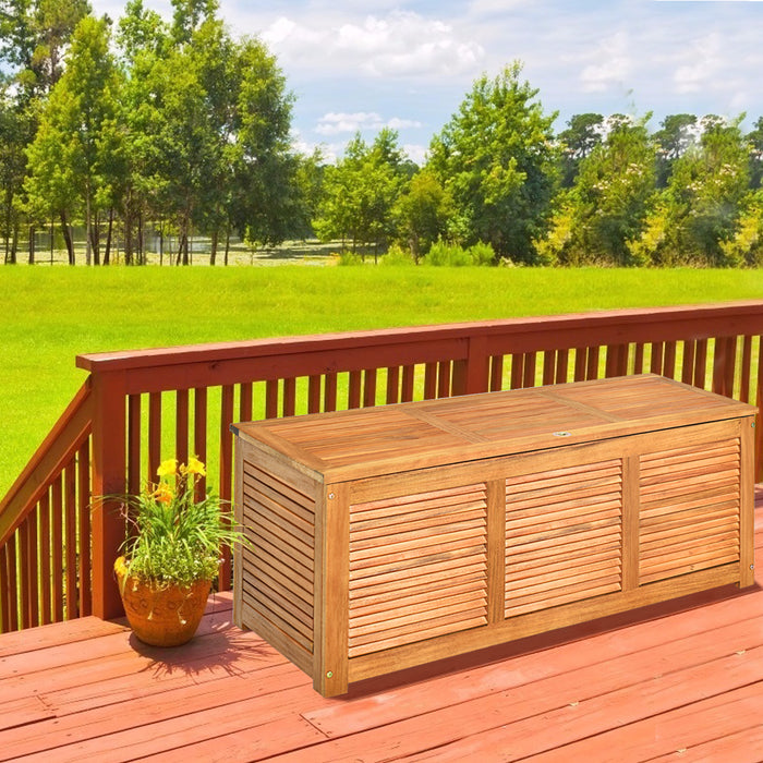 180 Litre Acacia Wood Deck Box for Garden Backyard
