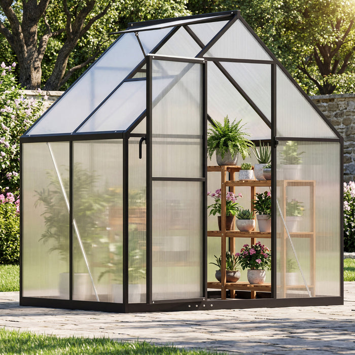 180 x 123 CM Polycarbonate Greenhouse Large Walk-in Aluminum Sunroom-