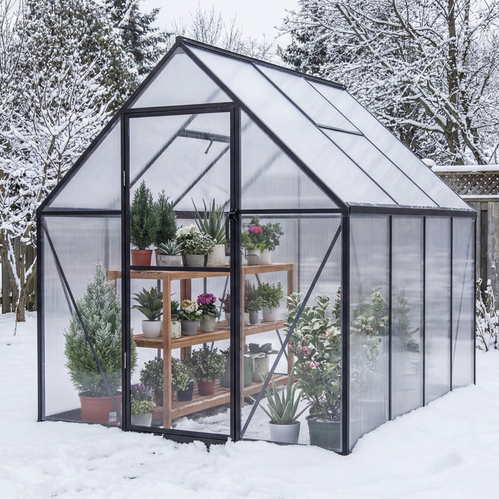 180 x 123 CM Polycarbonate Greenhouse Large Walk-in Aluminum Sunroom-