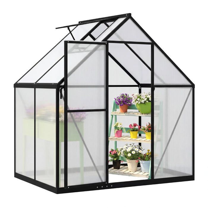 180 x 123 CM Polycarbonate Greenhouse Large Walk-in Aluminum Sunroom-