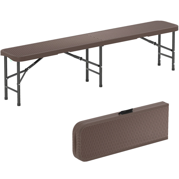 180cm Folding Bench Rattan-Like HDPE Seat with Handle and Lock-